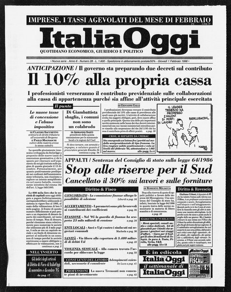 Italia oggi : quotidiano di economia finanza e politica